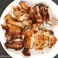 Air Fryer Chicken Thighs on a white plate