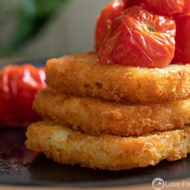 Air fryer hash browns with air fryer roasted tomatoes