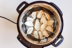 Frozen dumplings on Instant Pot trivet