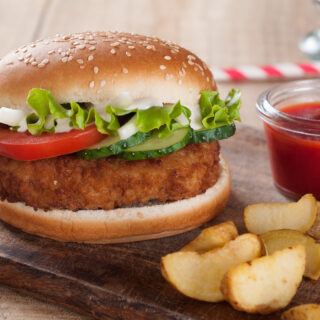 Air Fryer Chicken Patties on a bun with slaw