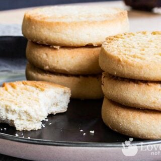 Air fryer butter cookies on a black plate