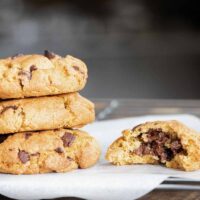 A stack of air fryer chocolate chip cookies