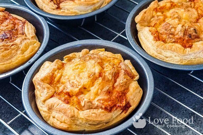 Air fryer mini quiche on a cooling rack. 