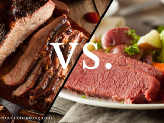 Image with text overlay: brisket vs corned beef.