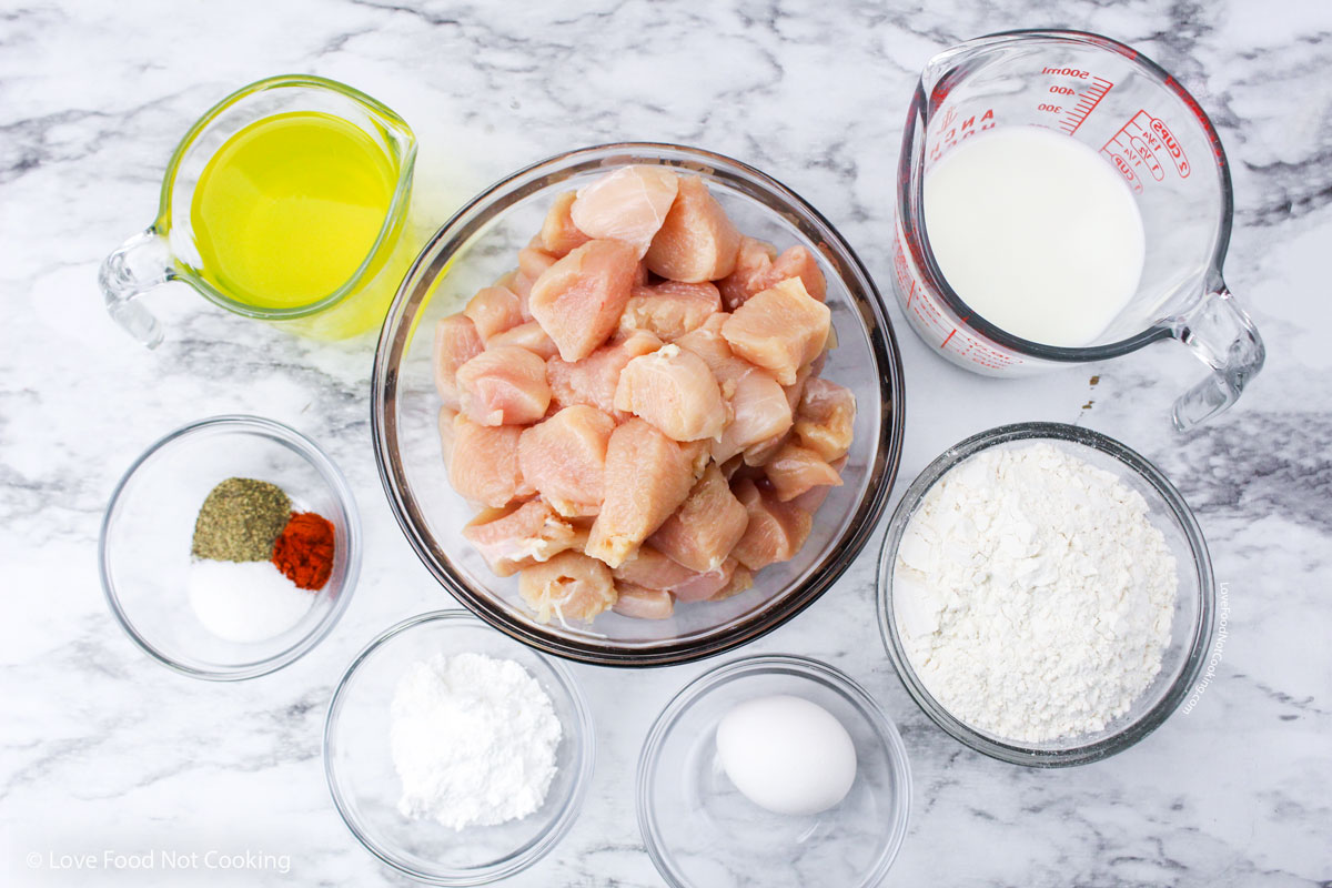 Ingredients for this chick-fil-a-nuggets recipe. 
