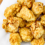 Close-up of homemade air fryer chicken nuggets.