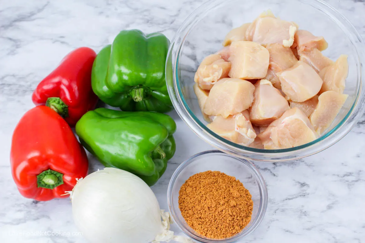 Ingredients for this chicken kabob recipe. 