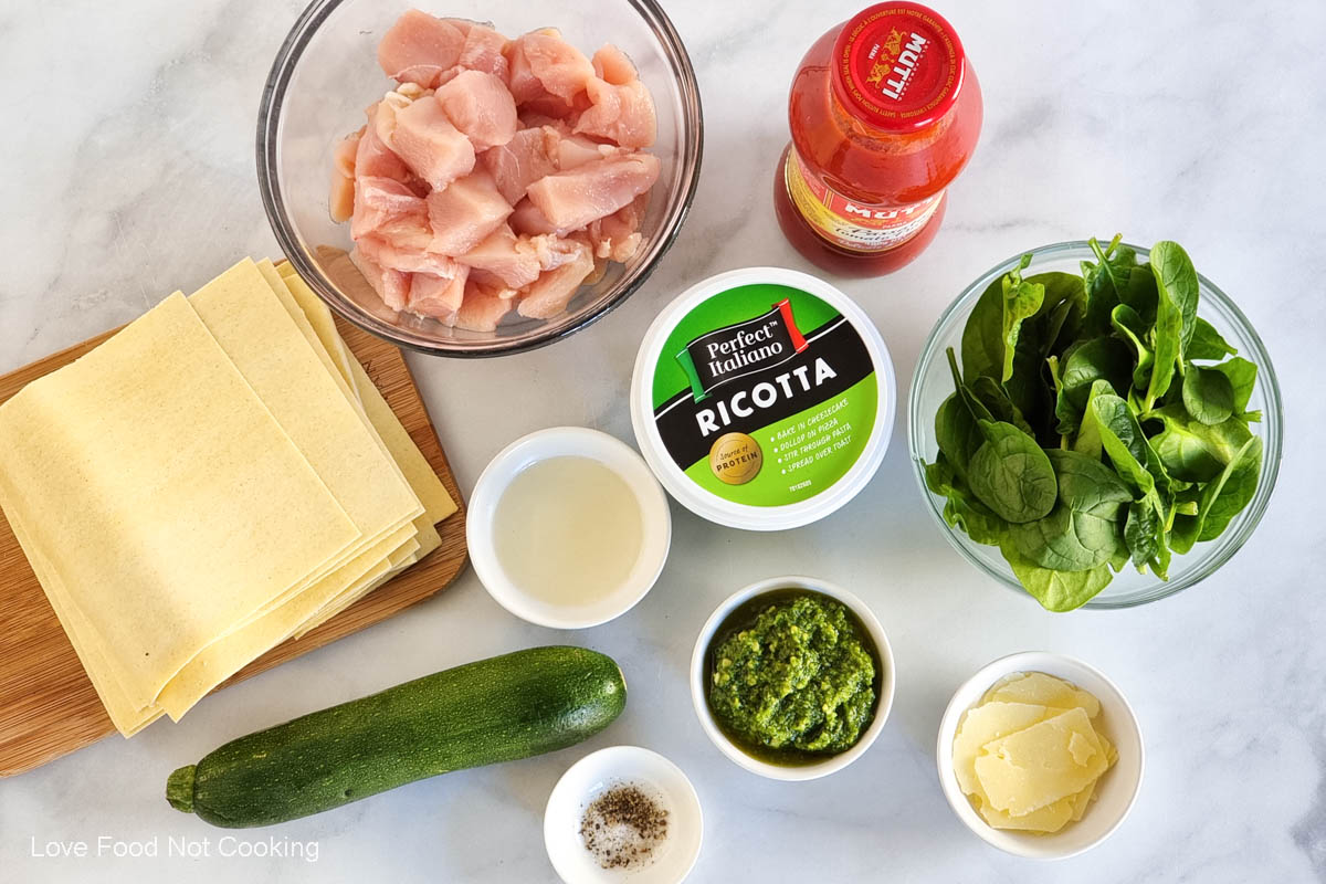 A flat lay of the ingredients for this recipe. 