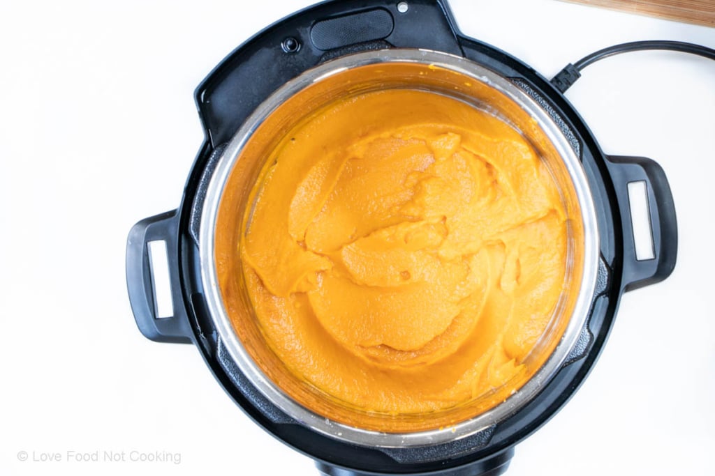 Mashed sweet potatoes in Instant Pot.