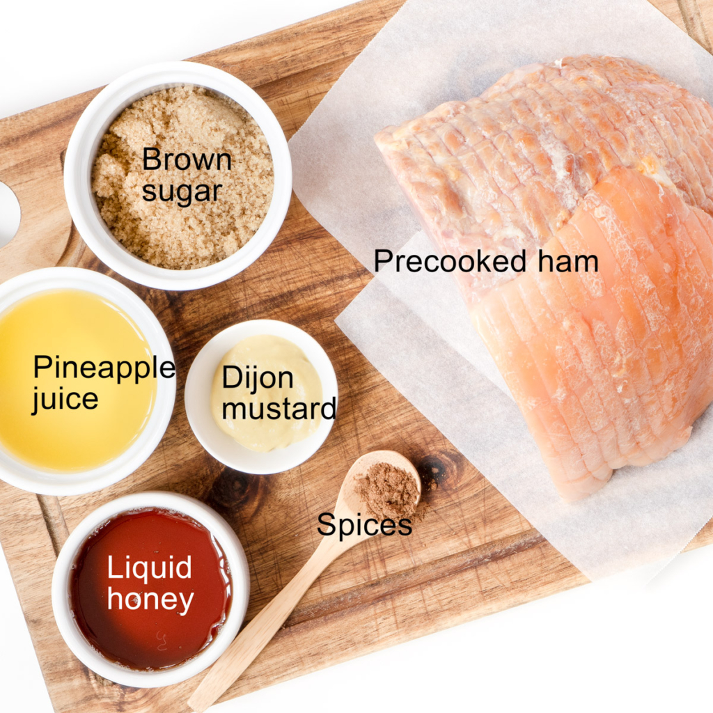 A flat-lay image of the ingredients for this recipe. 
