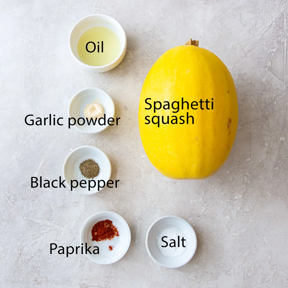 A flat lay photo of the ingredients for this recipe. 