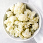 A bowl of steamed cauliflower.