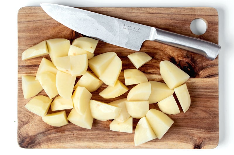Potatoes cut into chunks.