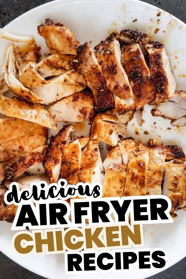 Sliced air fryer chicken thighs.