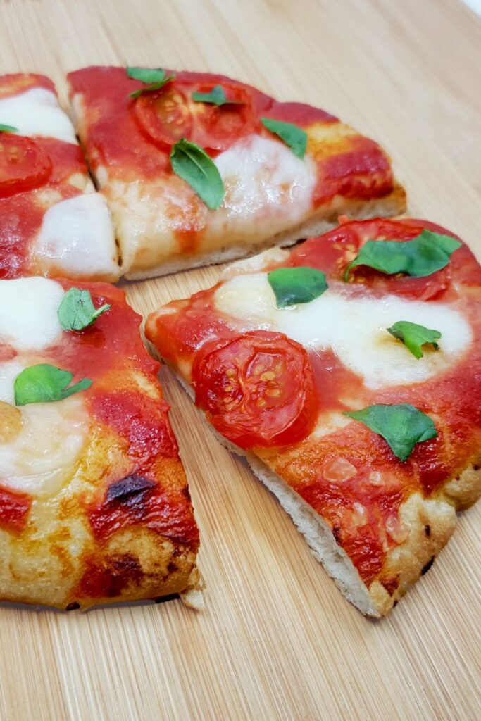 Air fried flatbread pizza.